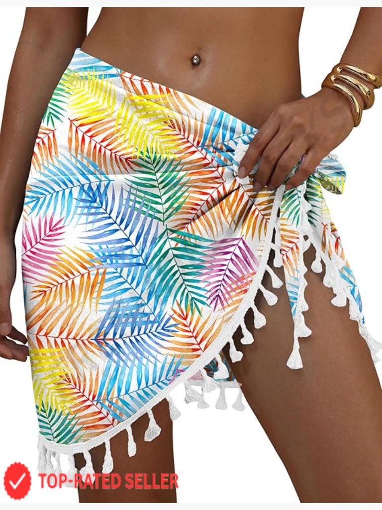 Tassel Beach Cover Up Bohemian Swimsuit Wrap Skirt Lightweight Flowy Swimwear